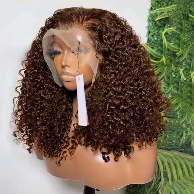 13x4 Transparent Lace Frontal Wigs Human Hair Short Bob Wigs Chocolate Dark Brown Deep Wave Wig 180% Density Vietnam Human Hair