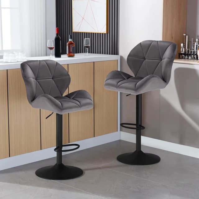 WOLTU 2PCs Bar Chairs Hight Adjustable Swivel Counter Bar Stools Gas Lift Steel Footrest Kitchen Island Breakfast Dining Stools