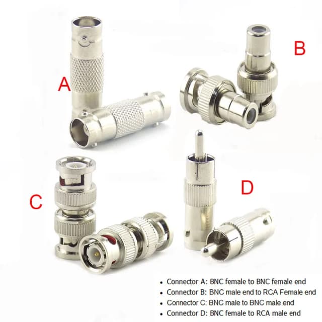 2/5/10Pcs BNC Female Connector to Female BNC Male to Male RCA Female BNC Female to RCA Male Adapter Plug for System CCTV Camera