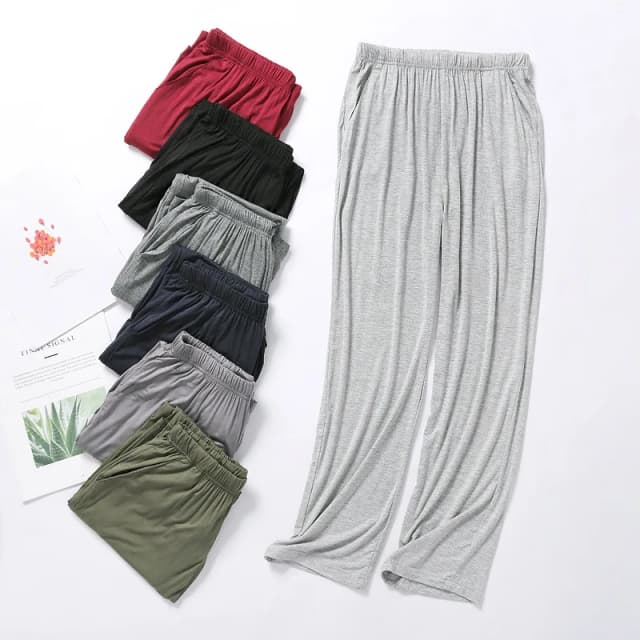 Summer Male Modal Sleeping Pants Solid Sleep Trousers Mens Pajamas Bottoms Soft Sleepwear Pyjama Homewear 2025 Spring Autumn 4XL