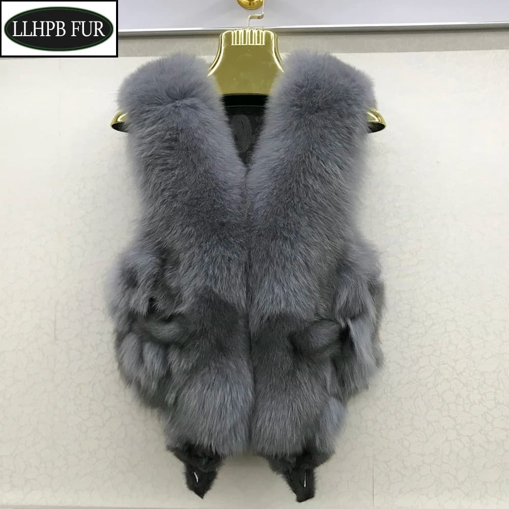 2025 Women Luxury 100% Genuine Real Fox Fur Vest Natural Soft Fox Fur Sleeveless Jacket New Lady Quality Warm Real Fox Fur Gilet