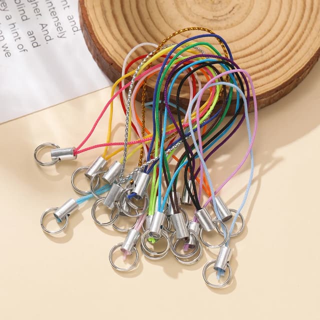20/50Pcs Polyester Cord with Double Jump Ring Lanyard Rope for Keychain Crafts Handmade Phone Rope Toys DIY Jewelry Making