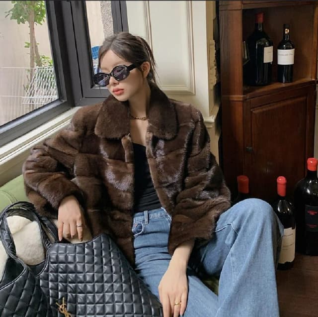 ew mink fur coat for 2023, 100% real mink fur coat, warm and stylish in winter