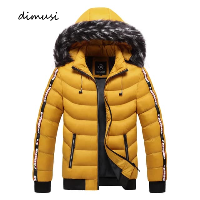 DIMUSI Winter Men Padding Jacket Fashion Male Cotton Down Thermal Parkas Casual Outwear Windbreaker Hooded Coats Man Clothing