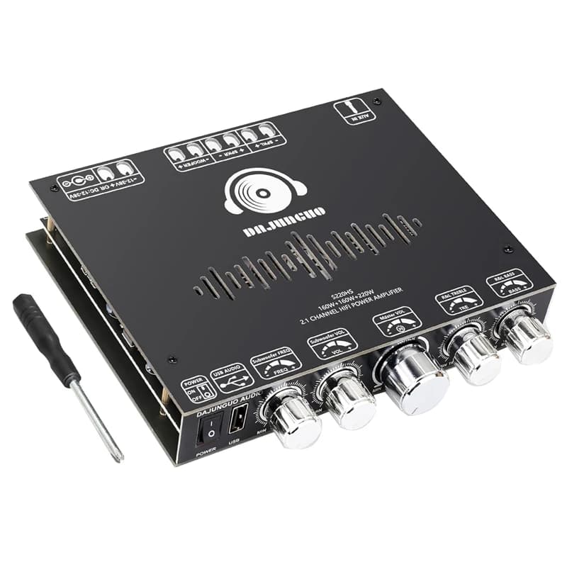 DAJUNGUO 1Set S220HS Bluetooth Power Amplifier Board, 2.1 Channel TDA7498E 160Wx2+220W Audio Power Amplifier Module