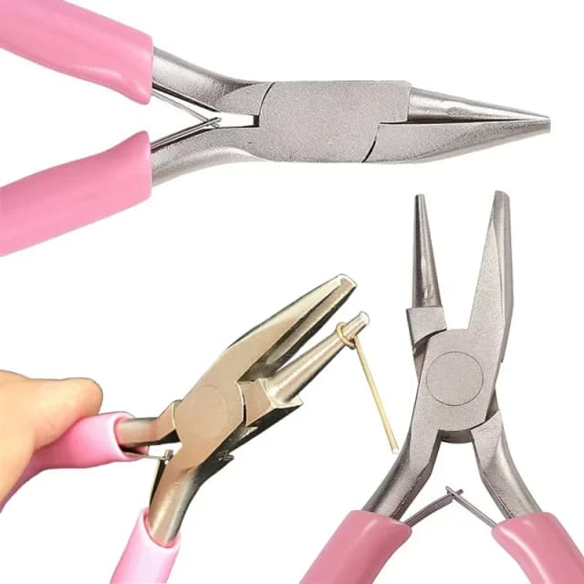 1Pc Pink Professional Round Concave Pliers High Quality Carbon Steel Plier Used for DIY Jewelry Making Manual Jewelcrafting Tool