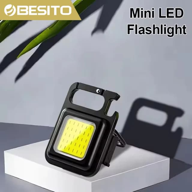 Super Bright 1500LM Work Light COB LED Flashlight Pocket Keychain USB Rechargeable Waterproof For Outdoor Camping