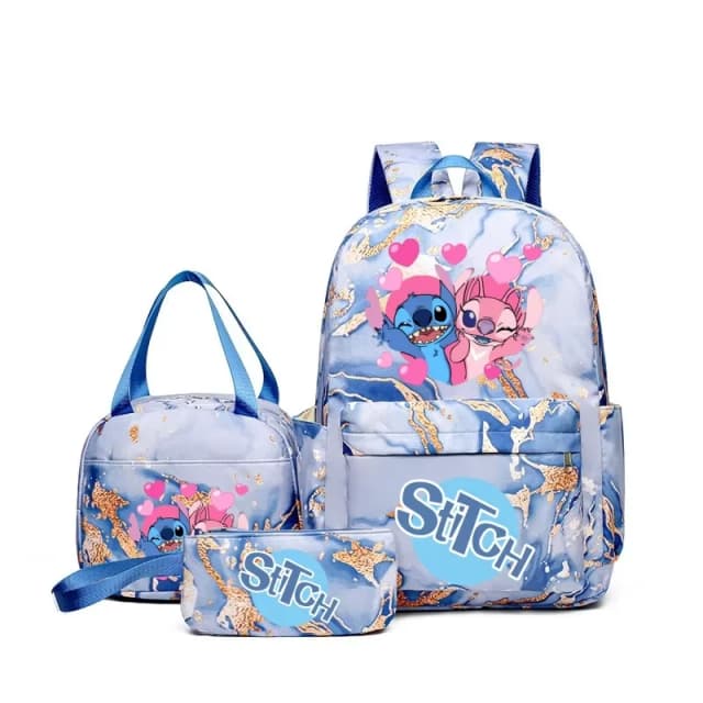 3Pcs Lilo & Stitch Anime Print Backpack Set, With Tote and Pouch, Large Capacity Lightweight And Breathable Outdoor Knapsack