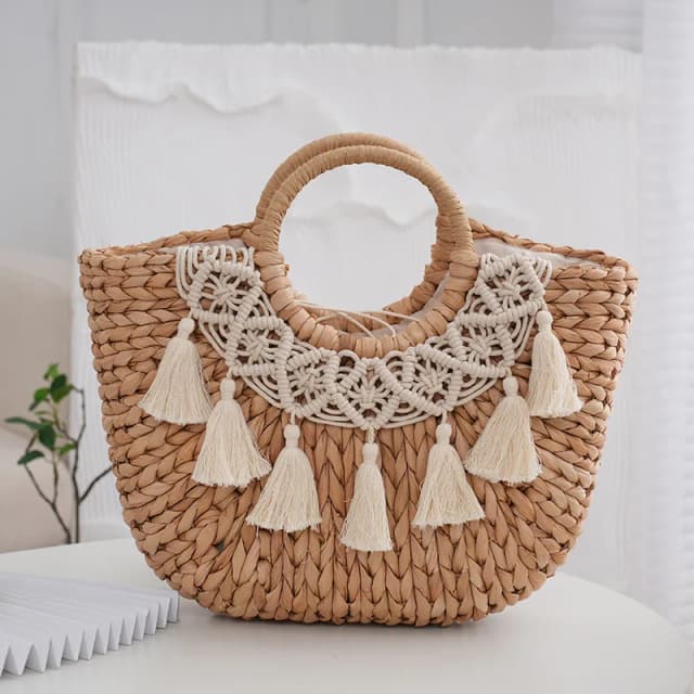 Grass Woven 2024 New Corn Skin Handbag Pastoral Style Weaving Casual Vine Woven Bag Retro Chinese Style Practical