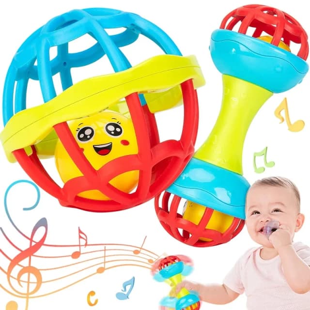 Baby Toys 0 12 Months Rattles Infant Hand Grab Rattle Ball Sensory Teether Development Teething Toys for Babies Newborn Gifts