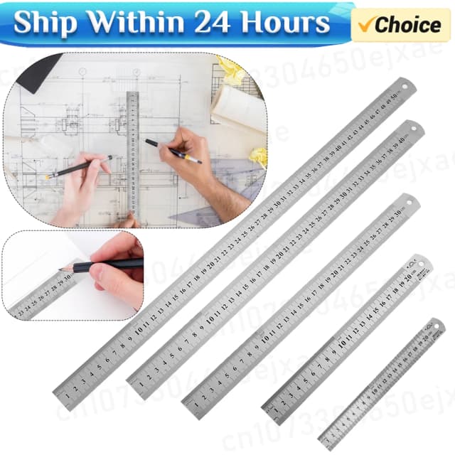 15cm/20cm/30cm/40cm/50cm Metal Ruler Stainless Steel Straight Ruler Measuring Ruler Precision Double Sided Measure Ruler Tool