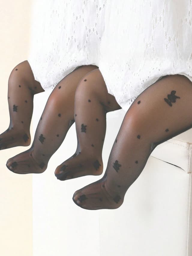 2 Pairs of Baby Girls Tight Pantyhoses,Soft Thin Love Heart Little Princess Dance Stockings for Baby Aged 0-36 Months Daily Wear