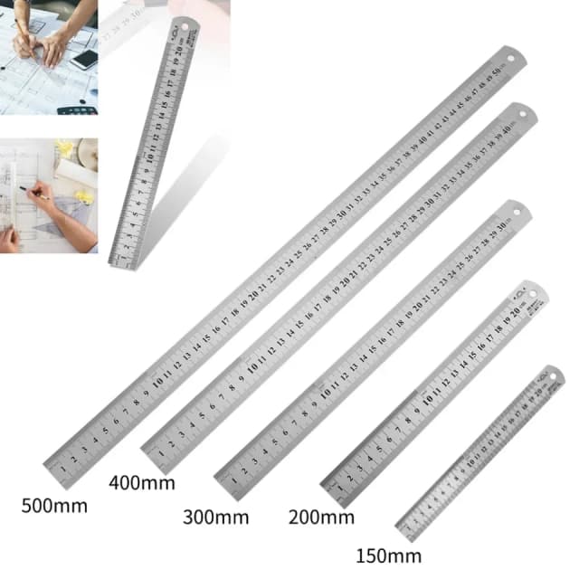 150mm/500mm Metal Scale Stainless Steel Straight Ruler Measuring Stationery Drafting Accessory Hand Tool School Office Supplies