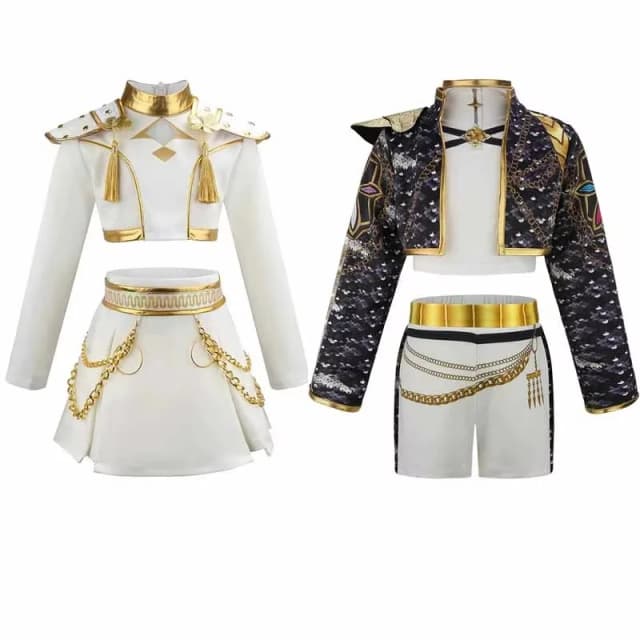 Kids Cosplay Sets Hot Girls Show Costume Children Black Golden Suits Teen Role Playing Outfits 4-12 Year