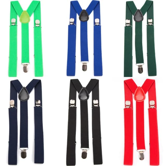 Men's Solid Color Elastic Leather Suspenders Braces Adjustable with Straps for Wedding Suit Skirt Fashion Accessory Gift