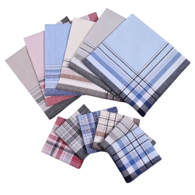 6-Pack Men's Pure Cotton Handkerchiefs, All-Cotton Yarn-Dyed Plaid Handkerchiefs, Women's Absorbent Sweat-Wiping Hand Towels, Wedding Supplies, Table Mats, Cup Mats, Premium Gifts, Event Gifts, Outdoor Sports
