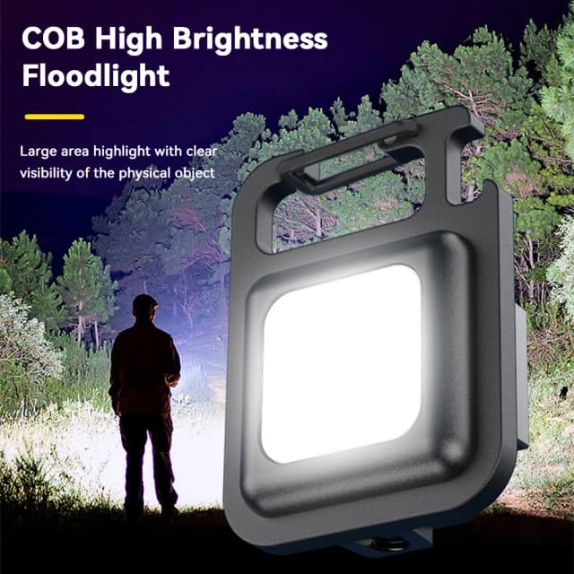 1pc COB Keychain Work Light, Flashlight With 4 Lighting Modes, Keychain Light Emergency Light Mini Flashlight With Magnetic Base