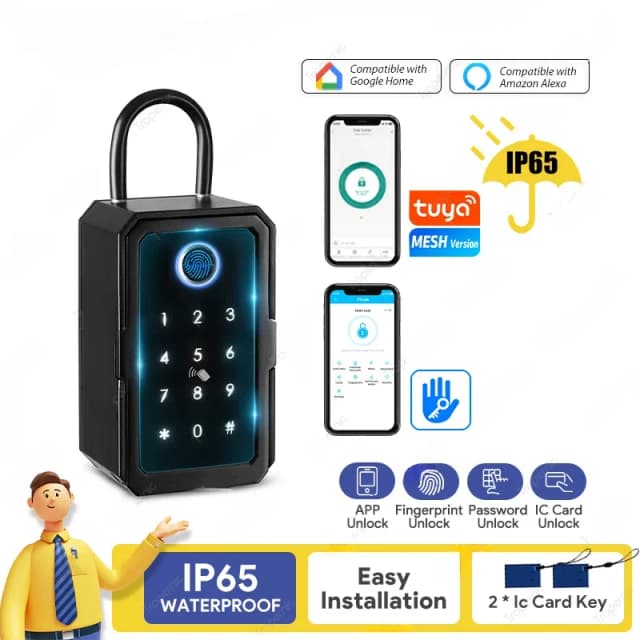 Key Safe Tuya Ttlock Fingerprint Bluetooth Wifi Digital Key Box App Remote Access Wall Mount Combination Security Airbnb Lockbox