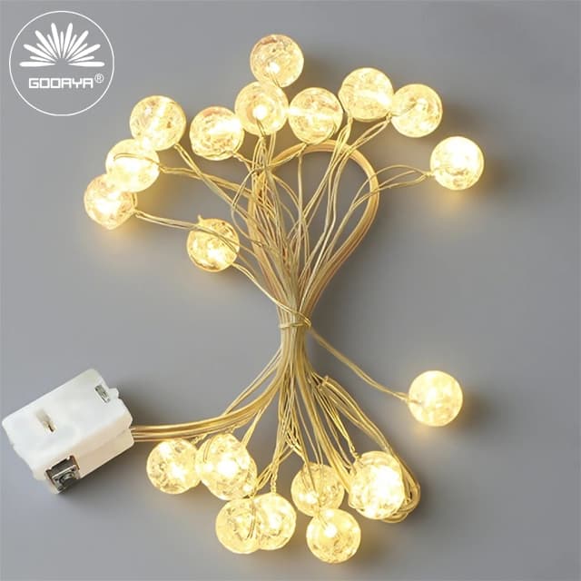 LED Light String Battery Powered Crack Ball Garland Outdoor Garden Fairy Lights Wedding Christmas New Year Party Decoration