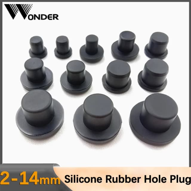 Black Solid Rubber Hole Caps  T Type Silicone Seal Hole Plugs waterproof Gasket Blanking End Caps 2-14mm