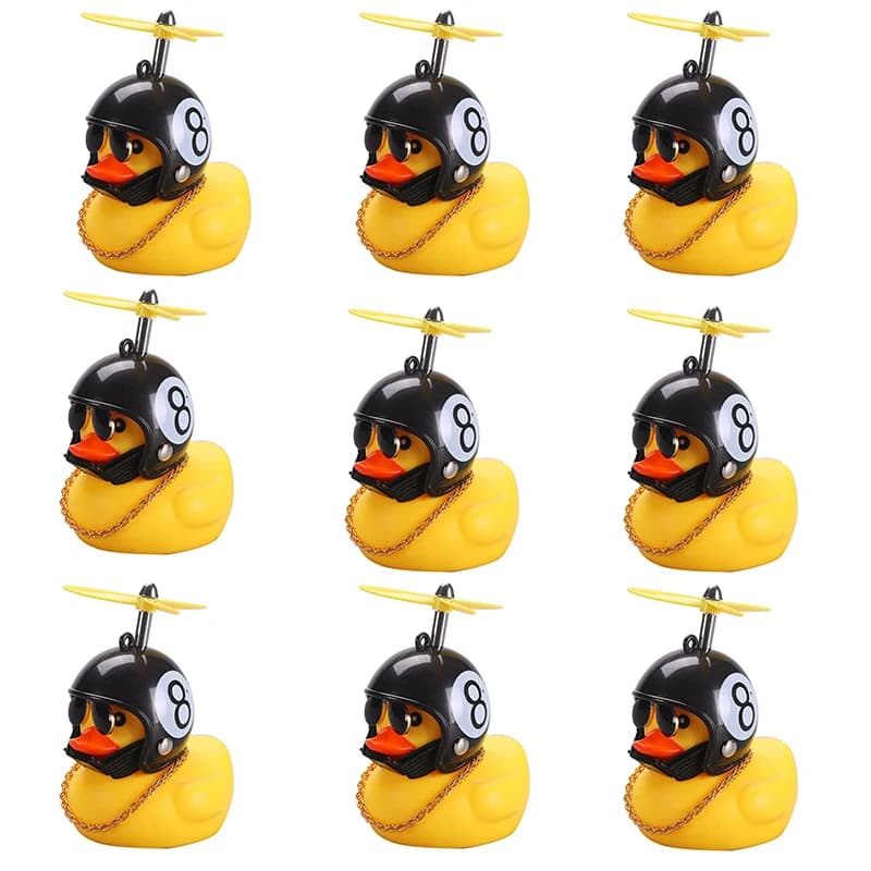 10PC Car Rubber Duck Toy Wholesale With Helmet Dashboard Decorations Ornament Yellow Duck with Propeller Necklace Wholesale Duck