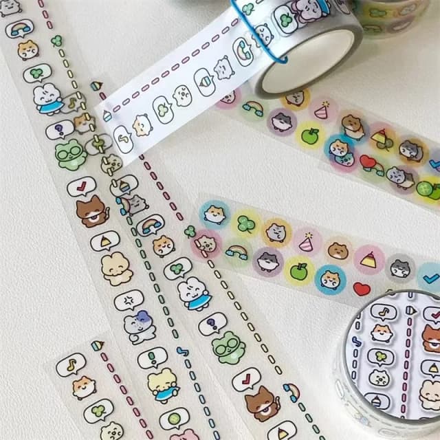 2024 Cartoon Animal Washi Tape Color numbers Month Dividing line Stickers Handbook DIY Decorative Stationery birthday gift