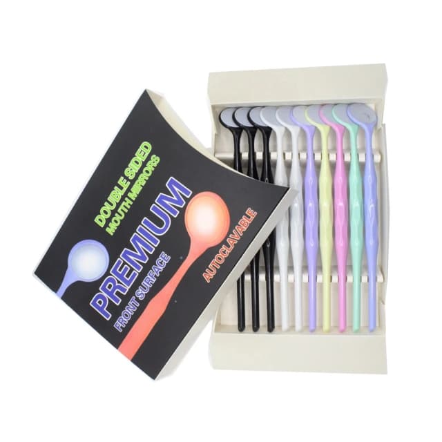 10pcs/Box Dental Mouth Mirrors Single/Double Sided Mouth Mirrors With Handle Random Colors Autoclavable Oral Tooth Mirror