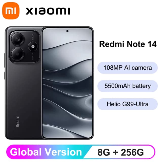 UK Version Xiaomi Redmi Note 14 4G Smartphone Helio G99-Ultra 6.67'' AMOLED Display 120Hz108MP AI Camera 5500mAh Battery NFC