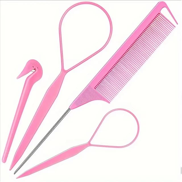 4-piece set, hair ring tool, rubber band cutter, mouse tail comb, hair tail tool, hair braid accessories, ponytail braid maker