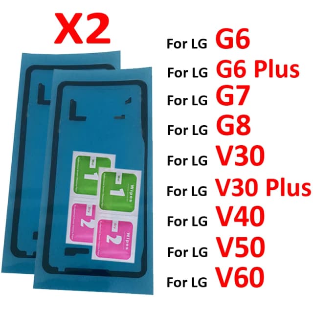 2Pcs For LG G6 G7 G8 Plus Phone Housing Door Camera Pre-Cut Adhesive Back Glass Cover Panel Sticker Glue For V30 V40 V50 V60