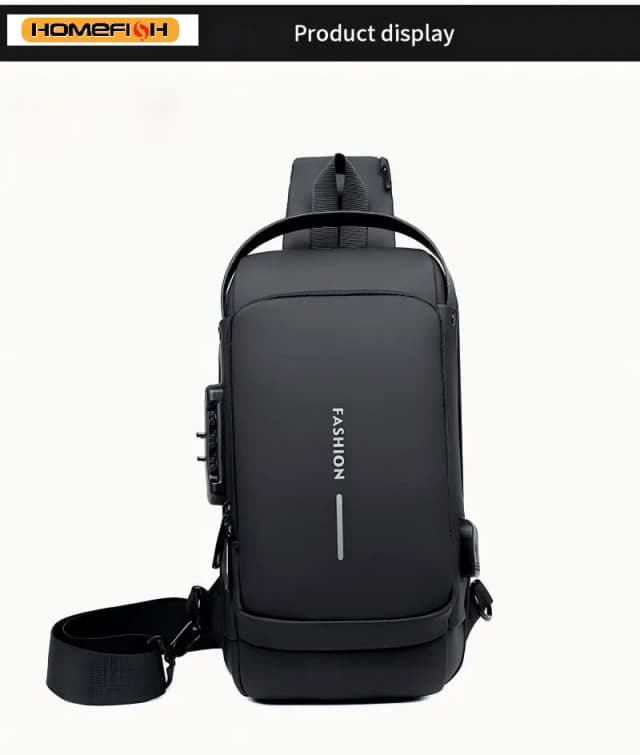 Homefish New Men's Anti Theft Chest Pack with USB Charging for Short Distance School Gym