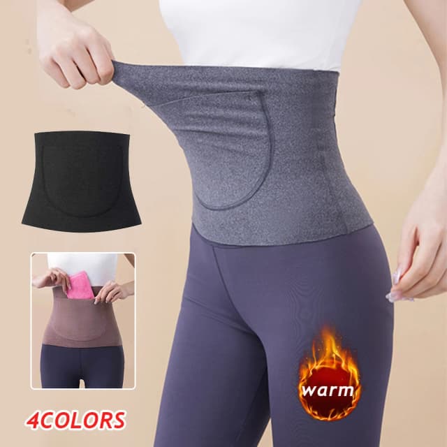 1PC Elastic Cotton Thermal Waist Support With Pocket Abdomen Back Pressure Warmer Inner Wear Winter Cummerbund Stoma Bag Support