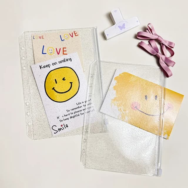A5 A6 A7 M5 Glitter Binder Pockets Binder Zipper Folders For 6-ring Notebook Binder Waterproof Pvc Leaf Document Filing Bag