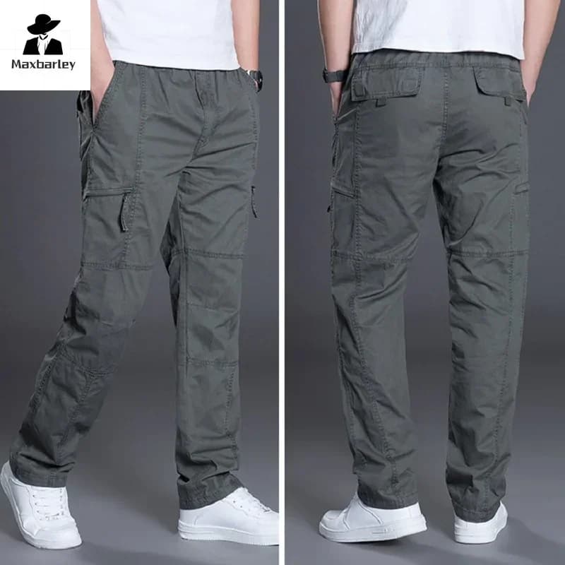 Summer Autumn Fashion Men Pants Casual Cotton Long Pants Straight Joggers Homme Plus Size 5xl 6xl Flat Trousers for Men Clothing