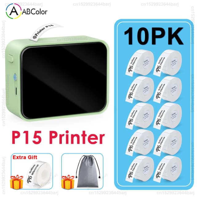 P15 Wireless Bluetooth Thermal Label Printer Mini Portable Adhesive Label Maker Fast Printing Similar as Marklife P15 P12 L12