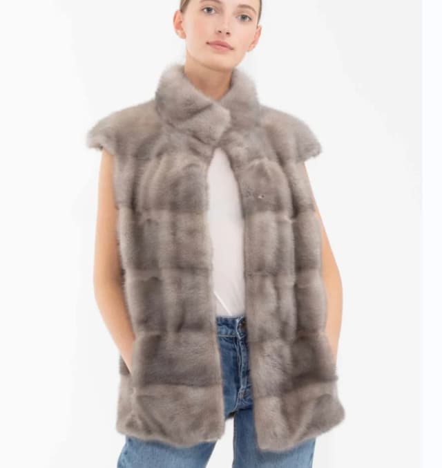 Women's Warm Winter Mink Fur Vest, 100% Real Mink Fur Vest, European Street Style