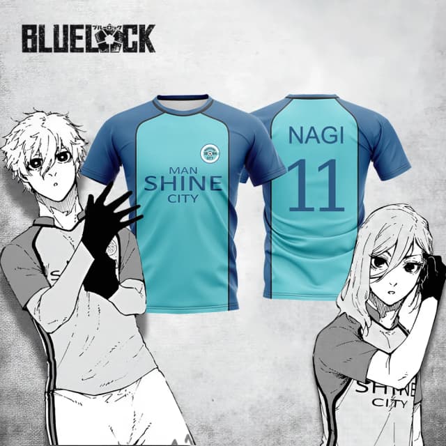 Blue Lock NAGI Man Shine City Джерси японского аниме косплей футбольная форма дышащая спортивная футболка Hyoma Chigiri топы унисекс