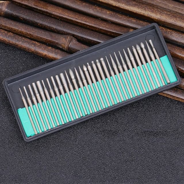 30pcs Shank Diamond Burs Set With Box For Dremel Electric Grinder Power Accessories Abrasive Drill Bit Rotary Tool Set