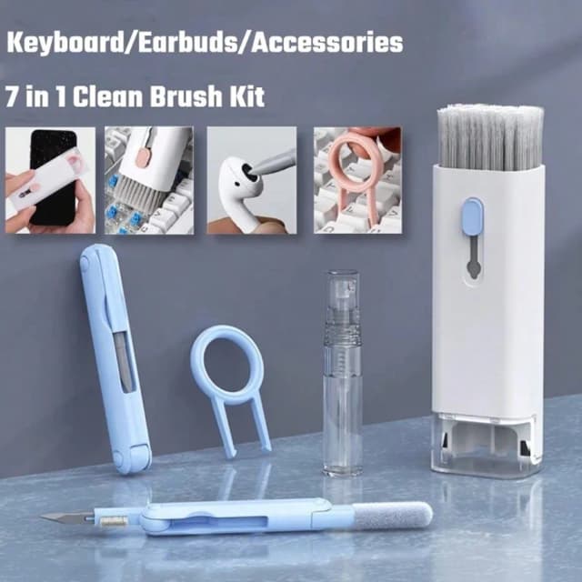 7-in-1 Portable Cleaning Kit for AirPods Pro/AirPods, Wireless Earbuds, Phone, Laptop with Brush - White Gadgets Care Tool Set