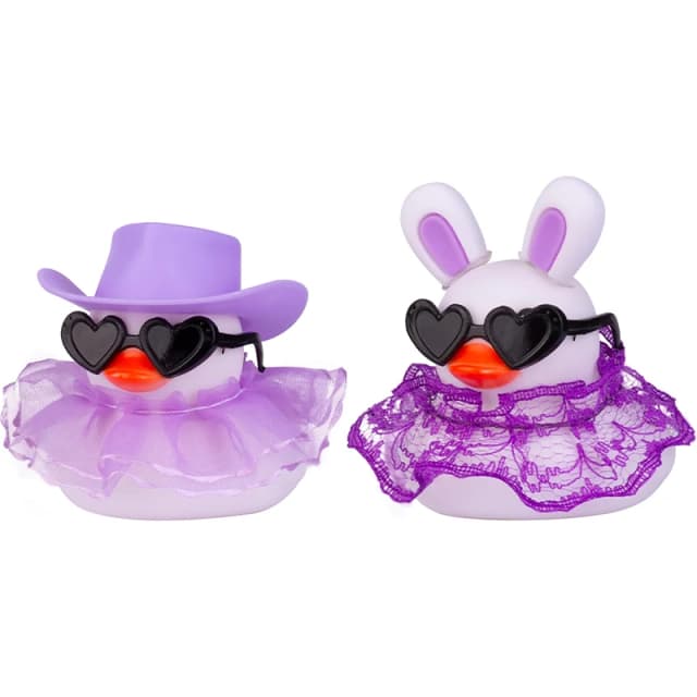 1 Set Car Duck Car Dashboard Rubber Duck Ornament Decoration with Mini Hat Sunglasses and Skirt