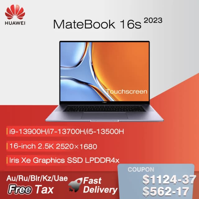 2023 HUAWEI MateBook 16s Laptop i9-13900H/i7-13700H/i5-13500H 16GB/32GB 1TB Netbook 16-inch 2.5K Touchscreen Computer 135W