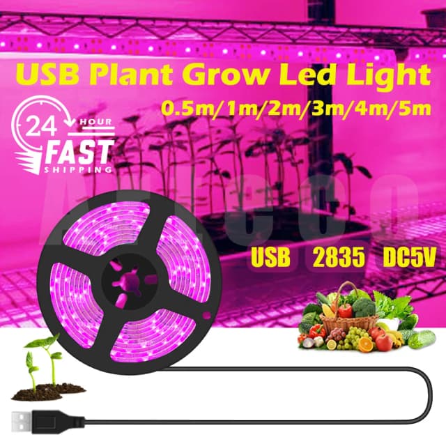 Arteco LED Full Spectrum Plant Lamp USB Grow Light Flexible LED Growth Light Phyto Lamp Flower Seedling Hydroponic Lighting 1-5M