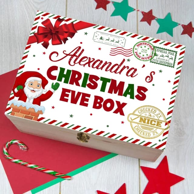 Personalized Christmas Eve Box Boys Girls Custom Name Christmas Keepsake Boxes Wood Holiday Case Kids Xmas Present for Child