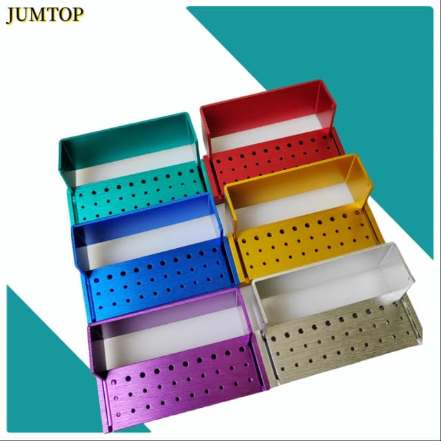 Dental Burs Drill Disinfection Block FG Bur Sterilization Holder Autoclavable Aluminium 30 Holes Dentistry Materials
