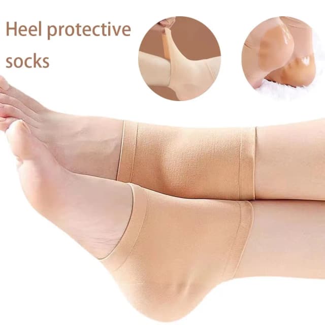 Black/Nude Heel Protective Mesh Gel Silicone Heel Sock Foot Cover Moisturizing Anti-wear Anti-crack Half Sock Heel Cover