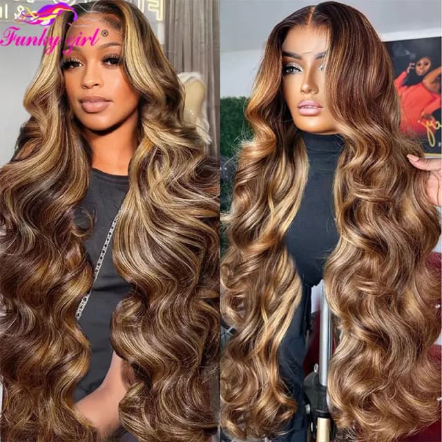 13x6 Highlight Body Wave Human Hair Wigs Brazilian Lace Front Wig 16-34 Inch Transparent Lace Wig For Women Cheap Highlighg Wigs