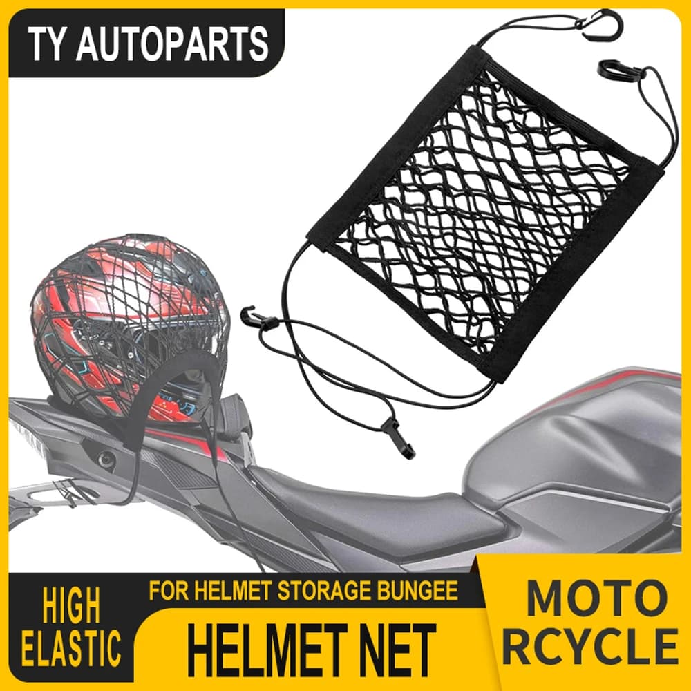Motorcycle Cargo Net High Elastic Double Layer Motorcycle Net for Helmet Storage Bungee Cargo Net with Hooks Luggage Net