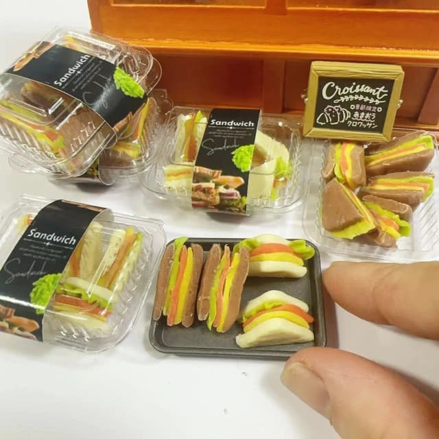 New 5PCS/SET 1/6 Handmade with clay Breakfast takeaway Miniature Delicious sandwich breakfast set food for Doll House  accessory