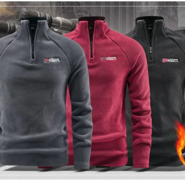 Autunm Winter Polar Fleece Sweatshirt for Men Thick Warm Stand Up Collar Half Zip Casual Base Layer Man Long Sleeve Fleece Top