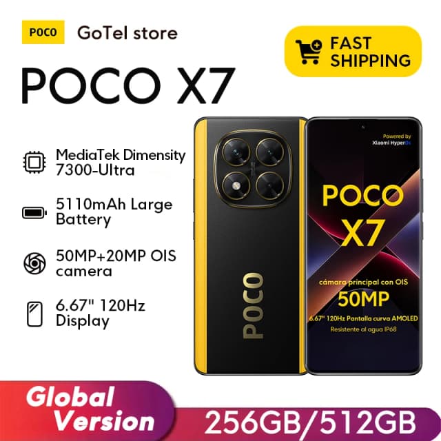 【Brand+】POCO X7 Smartphone Dimensity 7300-Ultra 6.67"120Hz AMOLED Display 45W 5110mAh 50MP Camera IP68 Xiaomi HyperOS NFC